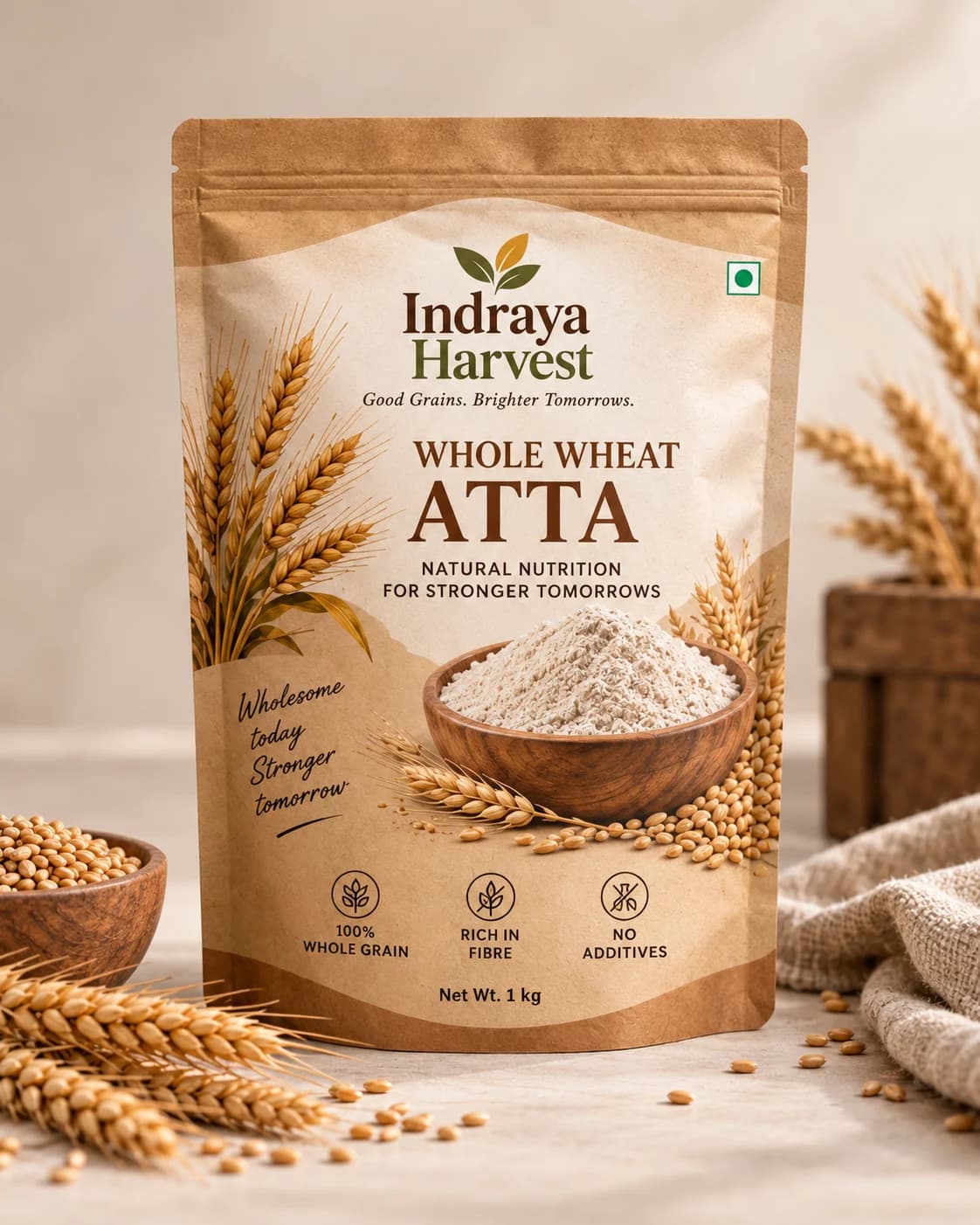 Stone Ground Wheat Atta retail pouch