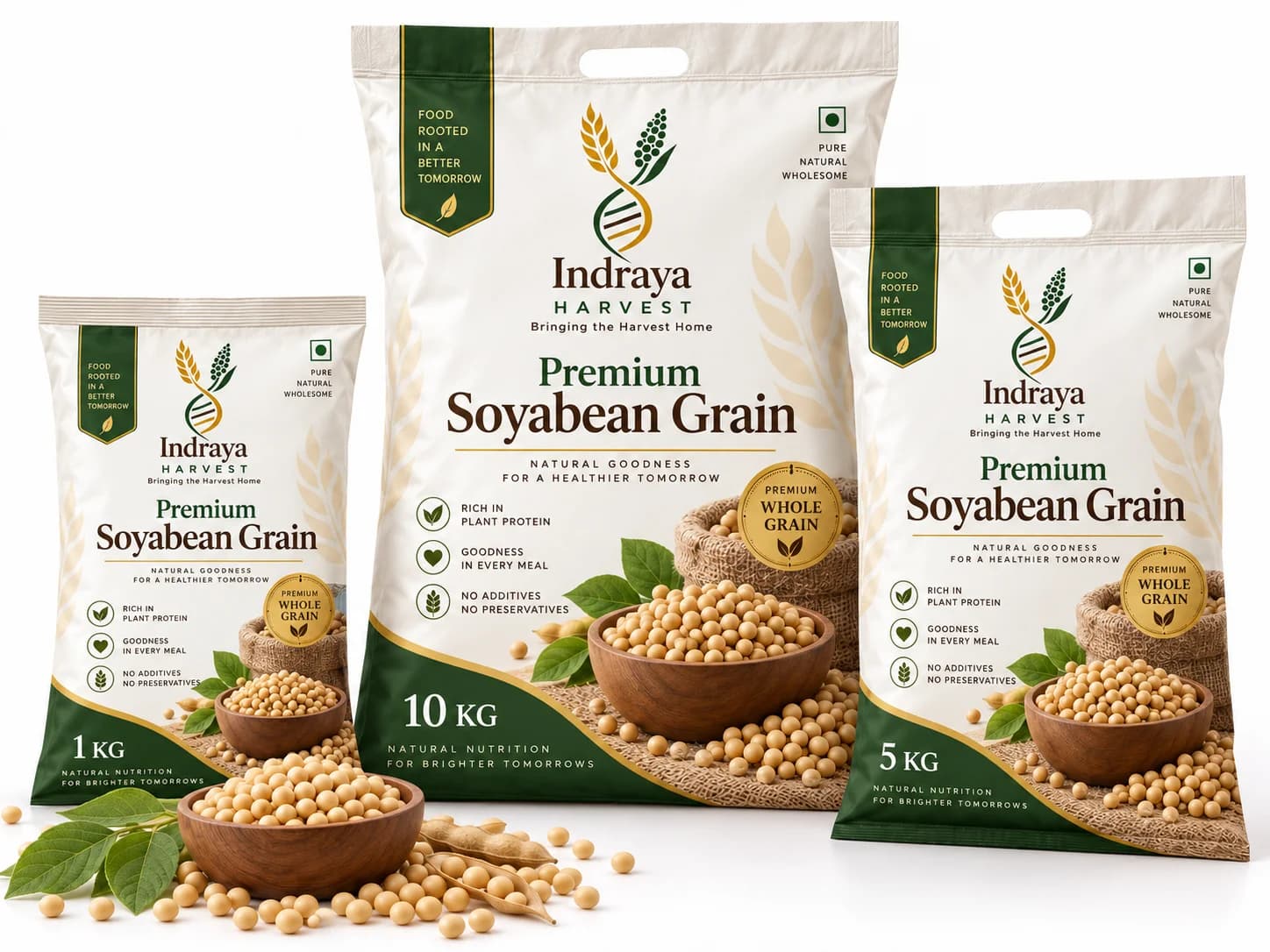 Premium Soyabean Grain in 1 kg, 5 kg, 10 kg packs